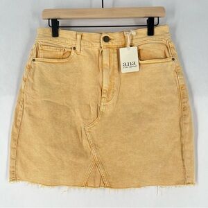 a.n.a A New Approach Stretch Cotton Yellow Denim High Rise Cutoff‎ Mini Skit